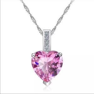 Beautiful Heart Pendant Pink Saphire Necklace New 18k gold plated silver